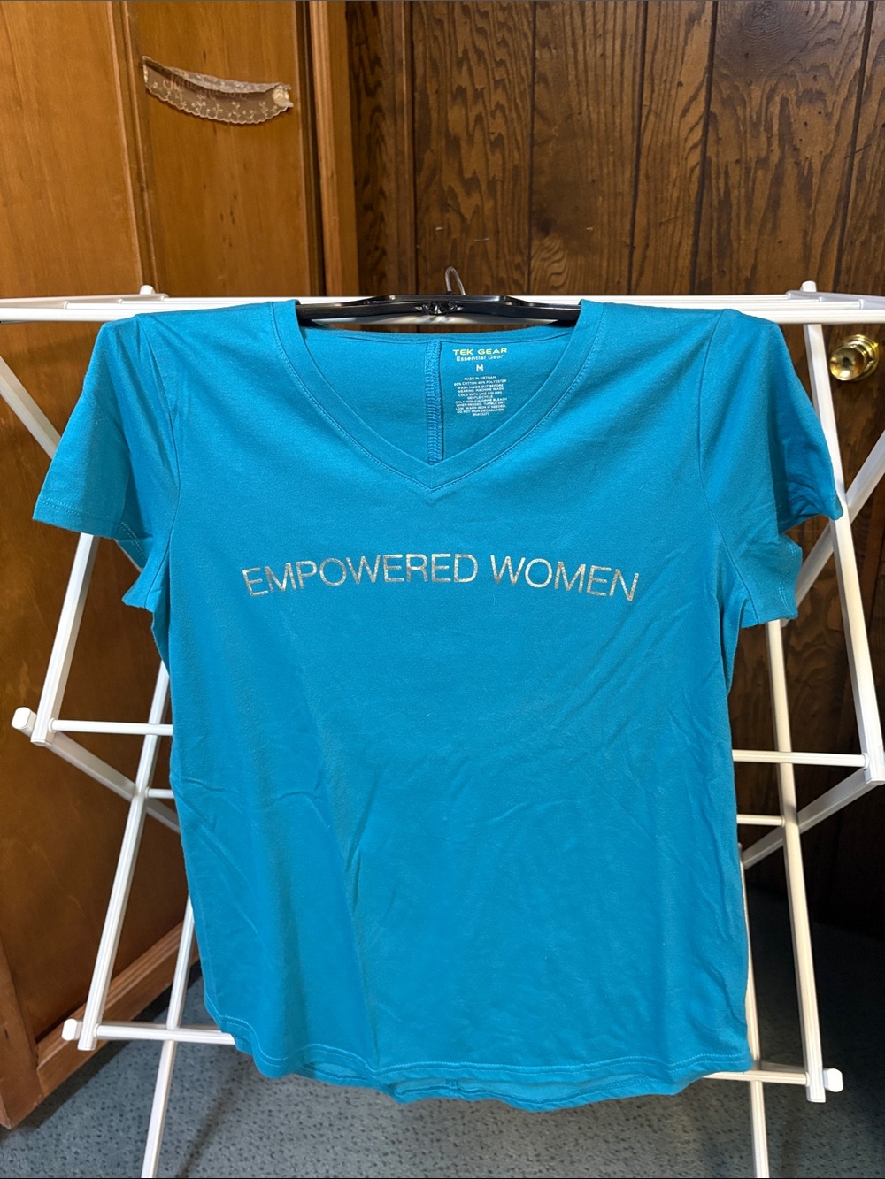 tek gear Women's Teal V-Neck Tee with "EMPOWERED WOMEN"